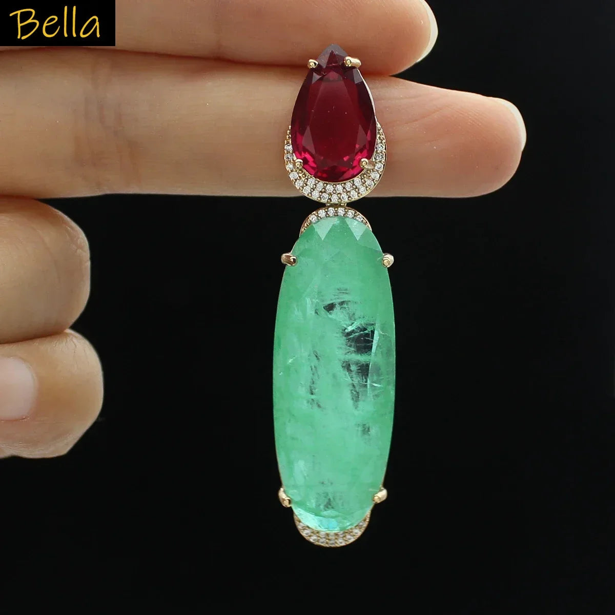 Colorful Purple Green Dangle Earrings for Women Luxury Jewelry Wedding Evening Party Big Drop Earrings Elegant Female Gift
