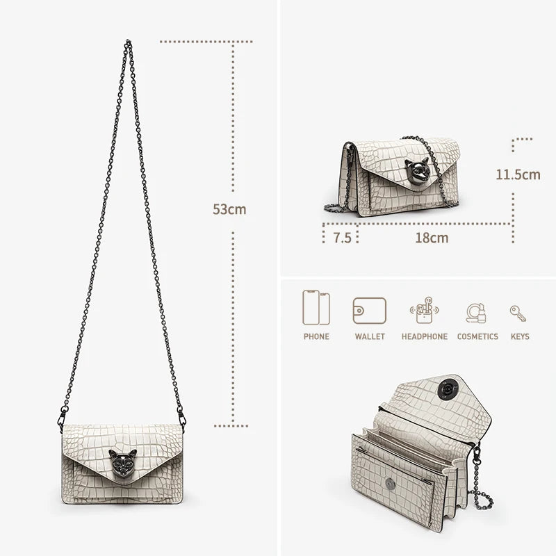 Chain Leather Clutch Bag