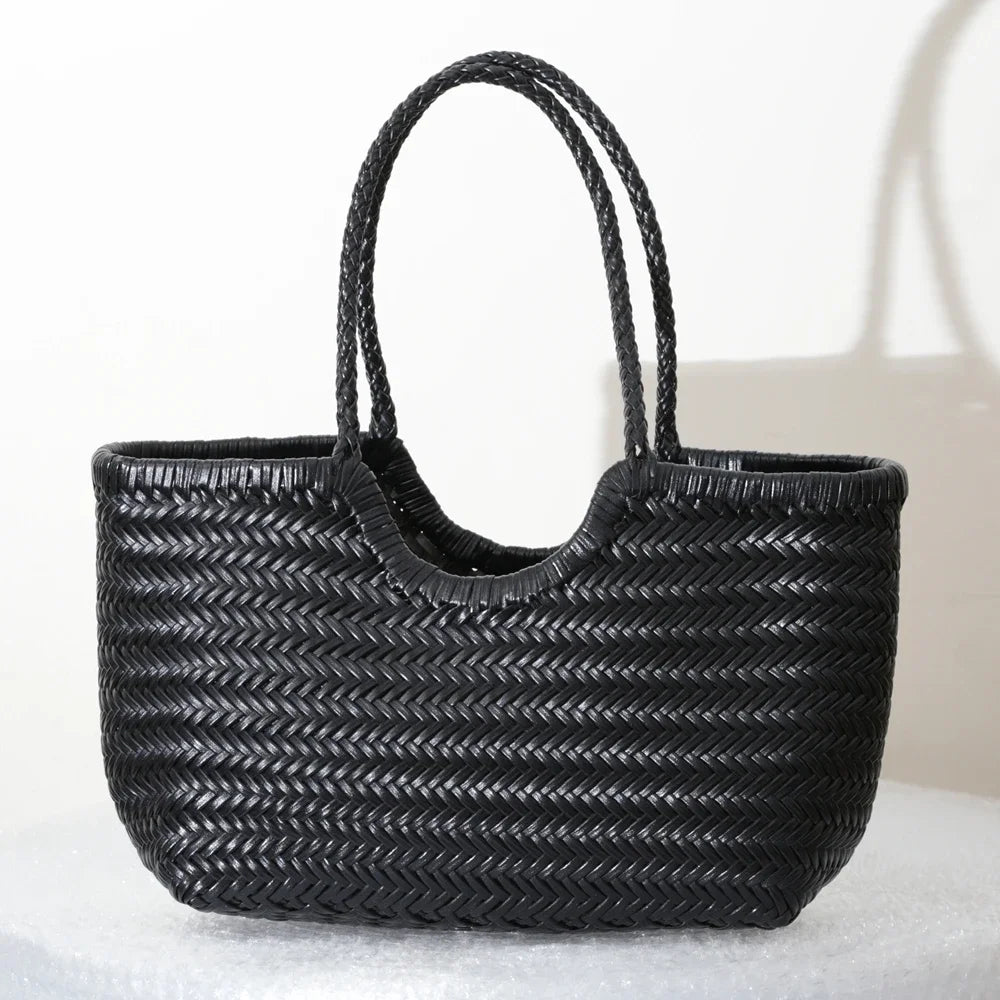 Genuine Leather Woven Tote Bag