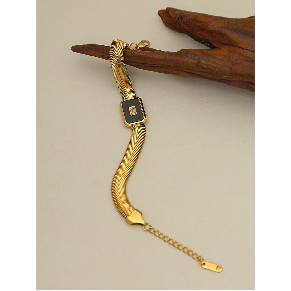 Shell & Stone Snake Chain Bracelet