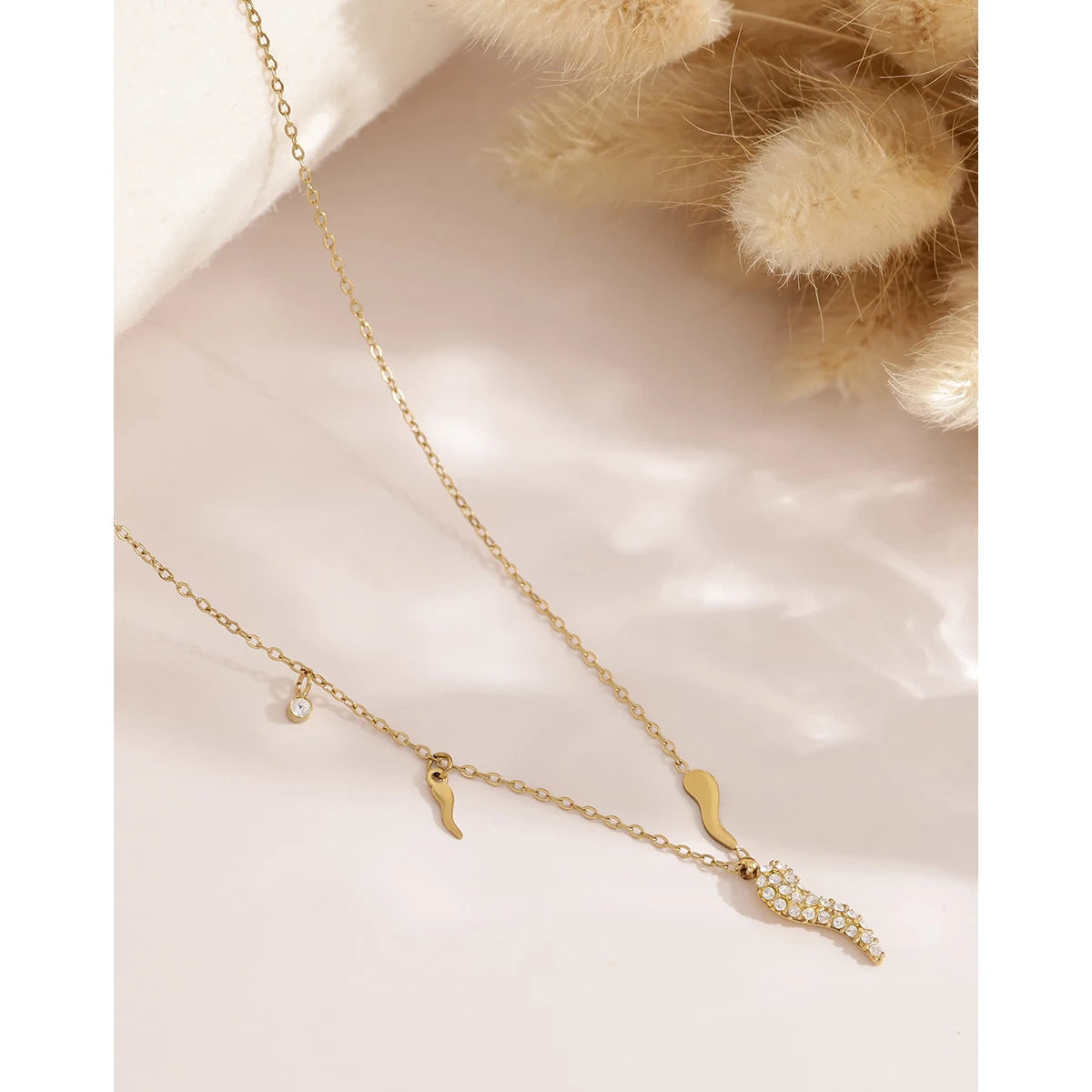 Cubic Zirconia Chili Pendant Necklace