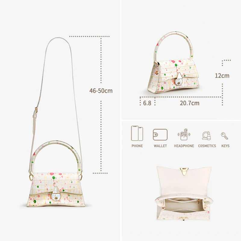 Women's Genuine Leather K Gold Handbag