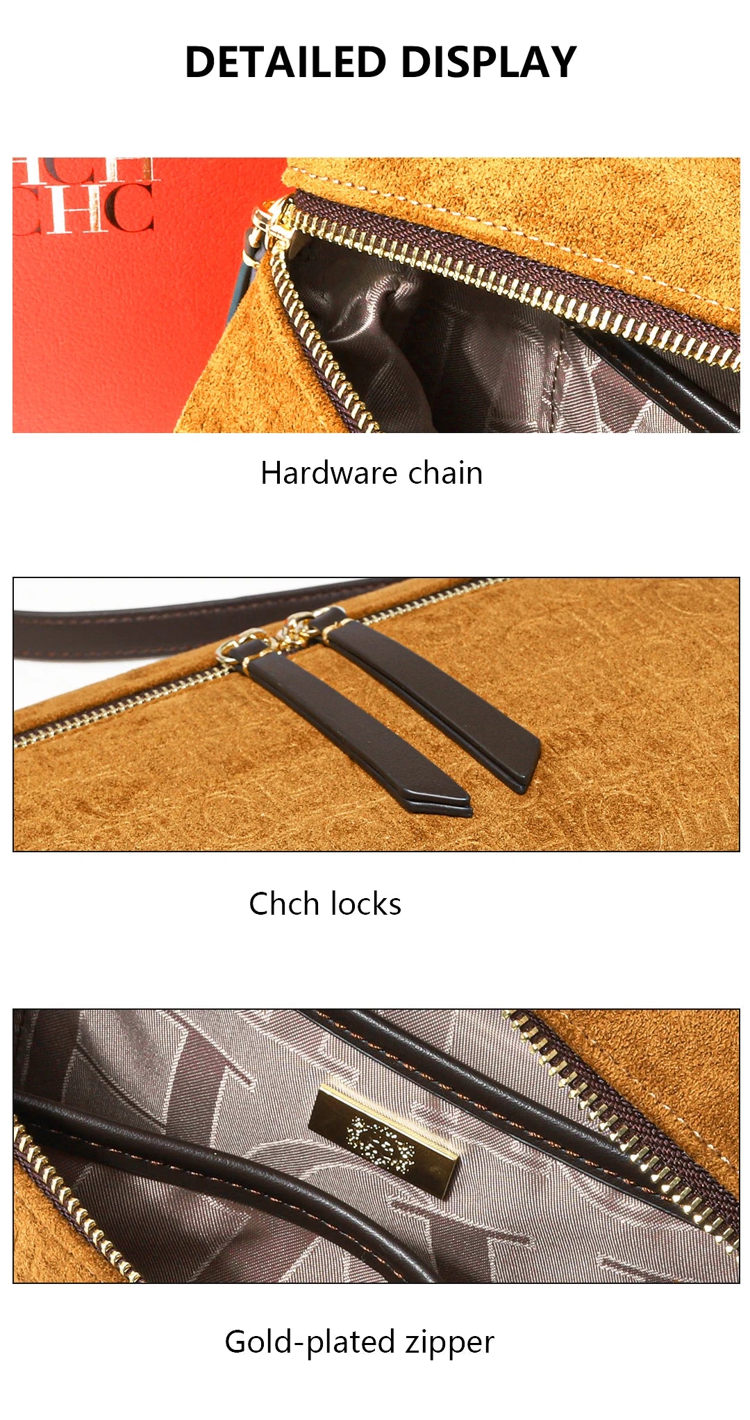 Suede Shoulder Bag Embossed Crossbody Clutch Luxury Designer Handbag