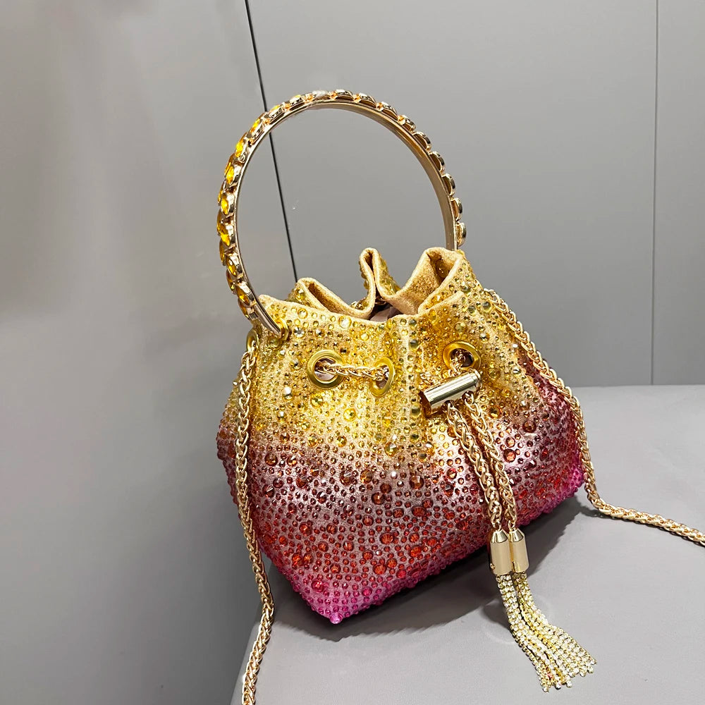 Crystal Handle Evening Clutch Bag