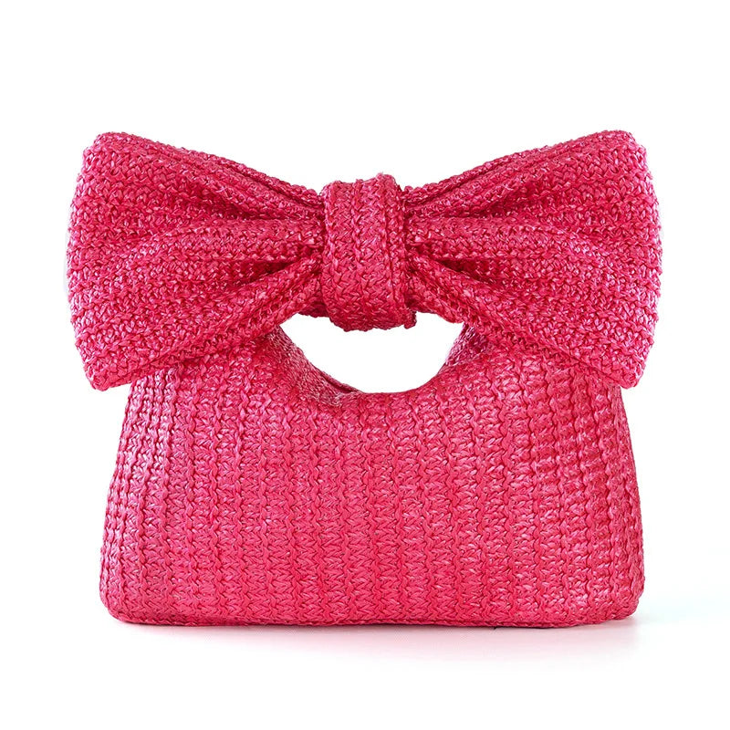 Bowknot Straw Woven Handbag
