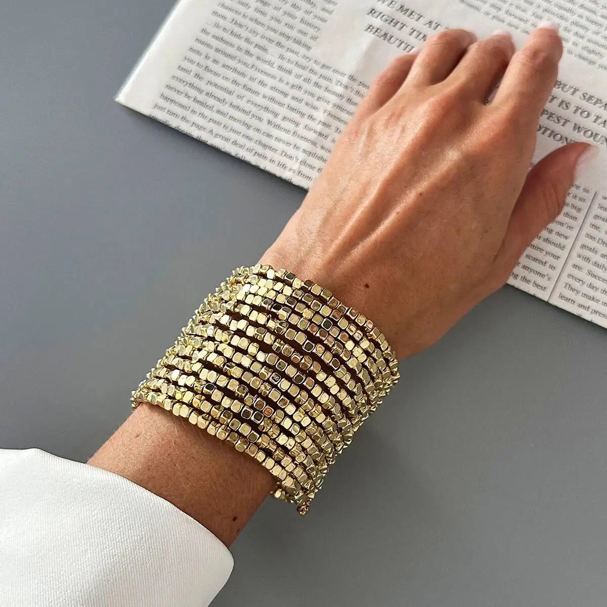 Vintage Multi Layer Wide Bracelet Punk CCB Acrylic Bead