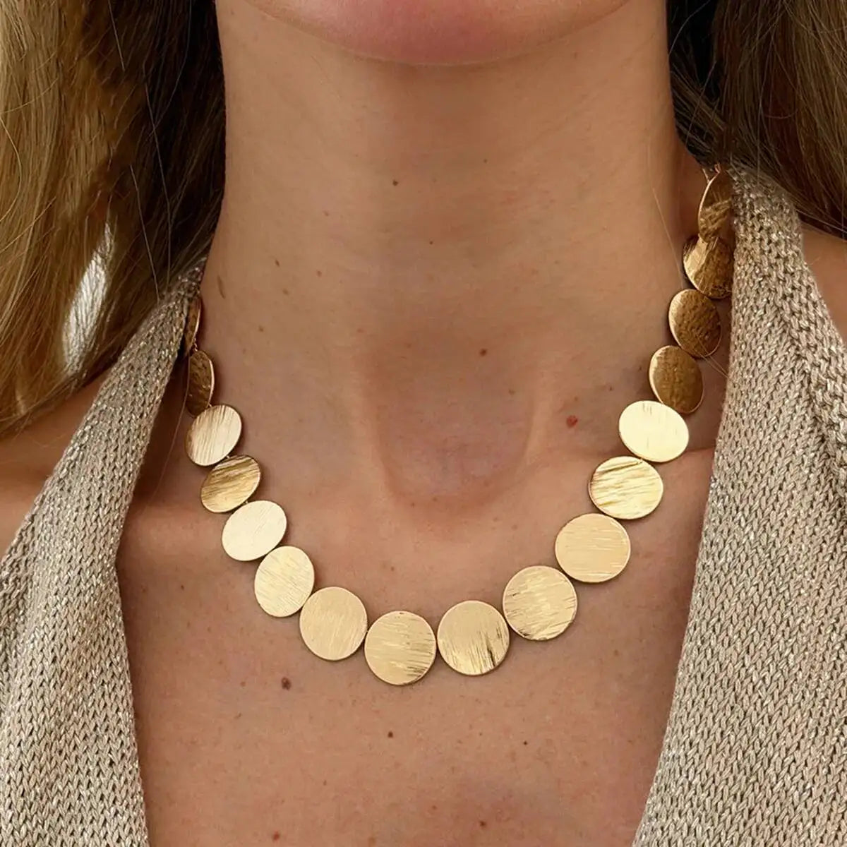 Elegant Metal Sequin Choker