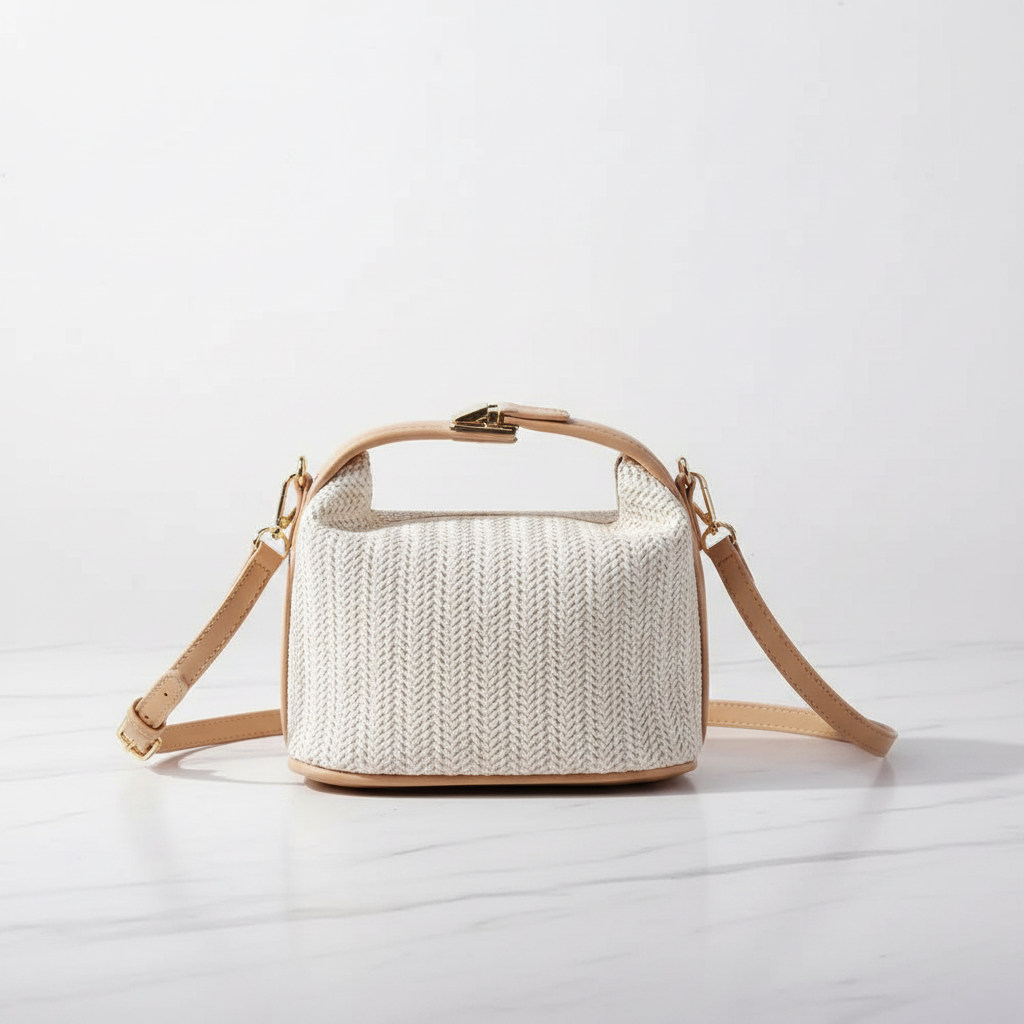 Summer Small Straw Handbag Shoulder Bag Woven Bucket Crossbody