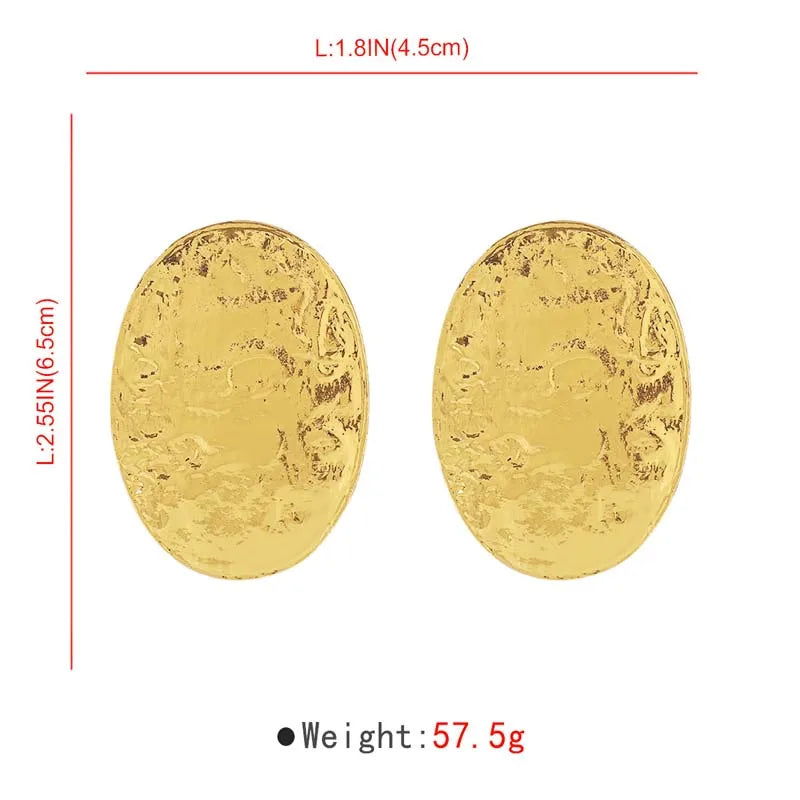 Exaggerated Gold Color Big Oval Stud Earrings