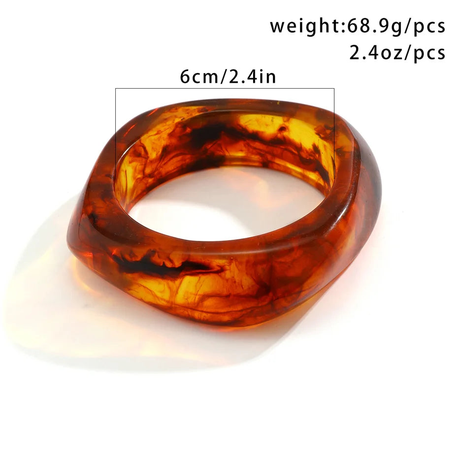 Vintage Coloful Irregular Acrylic Resin Chunky Bangles Kpop Geometric Charm Bracelets