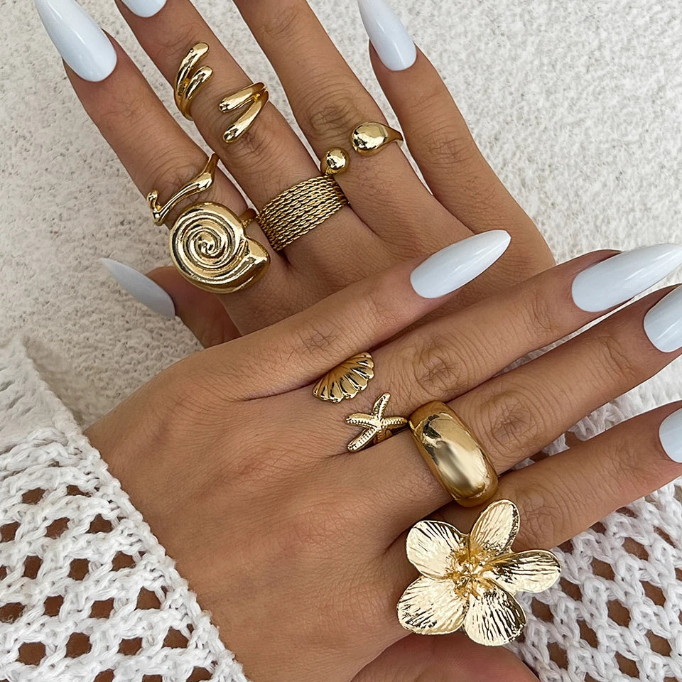 Petal Flower Ring Set