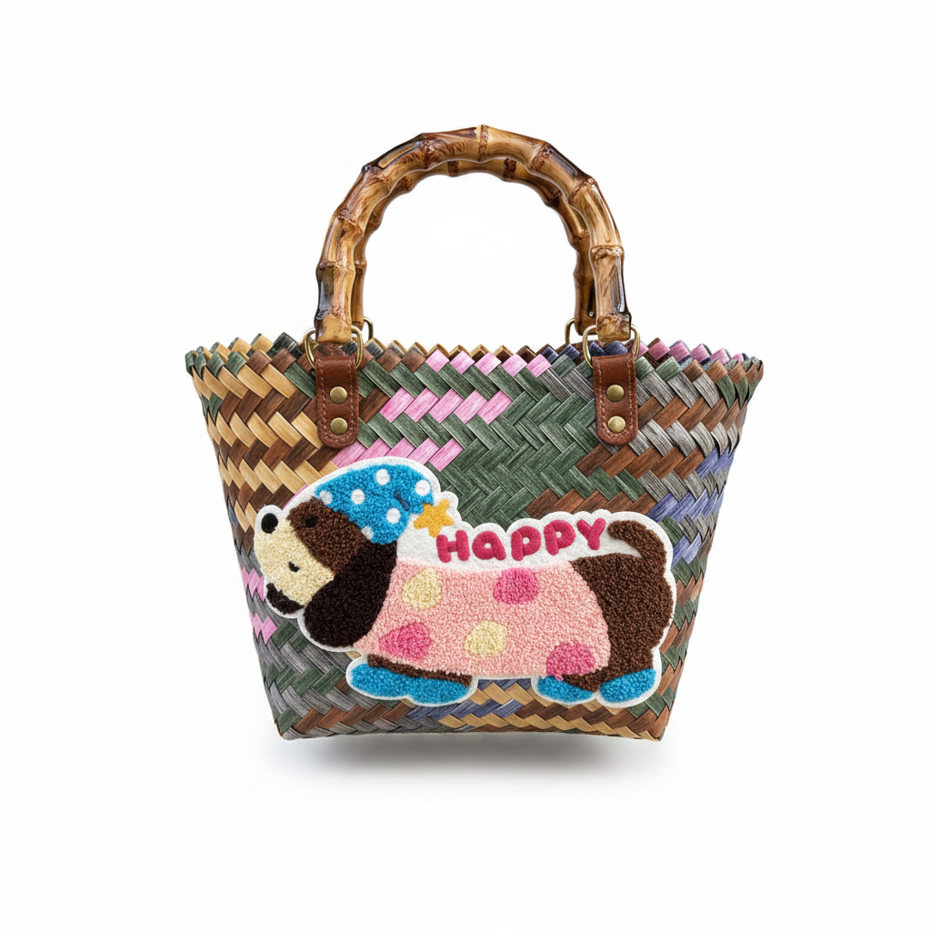 Retro Woven Dachshund Tote Beach Bag