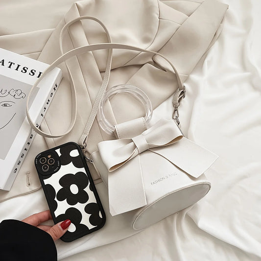 Bow Bucket Shoulder Crossbody Bag