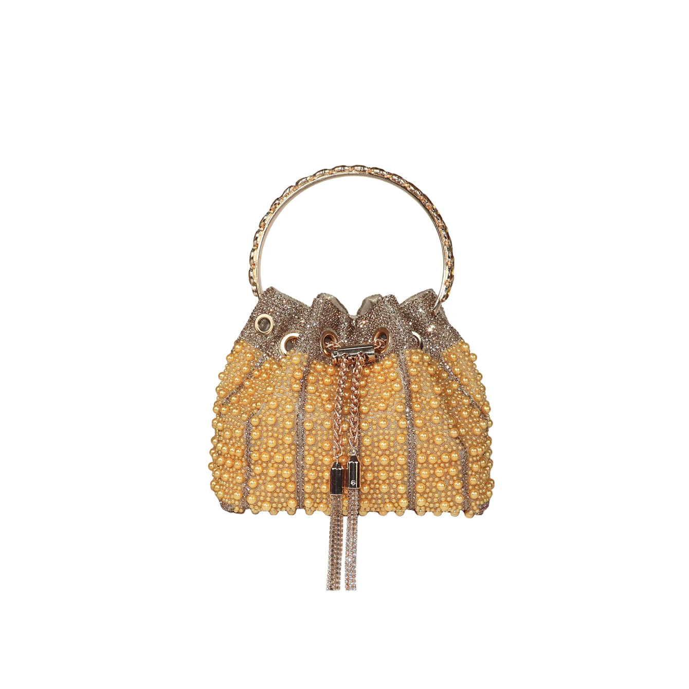 Multicolor Rhinestone Pearl Bucket Bag  luxury bags designers Ring Handle Drawstring Handle Evening Clutch For Wedding Party