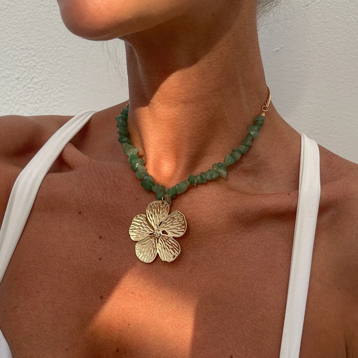 Crushed Stone Flower Necklace