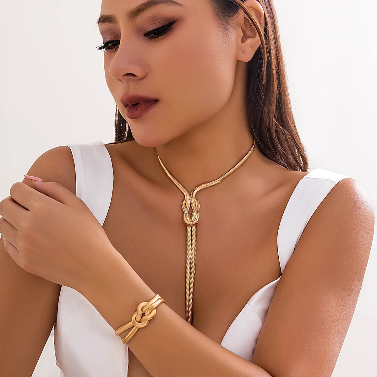 Snake Chain Necklace & Bracelet Set