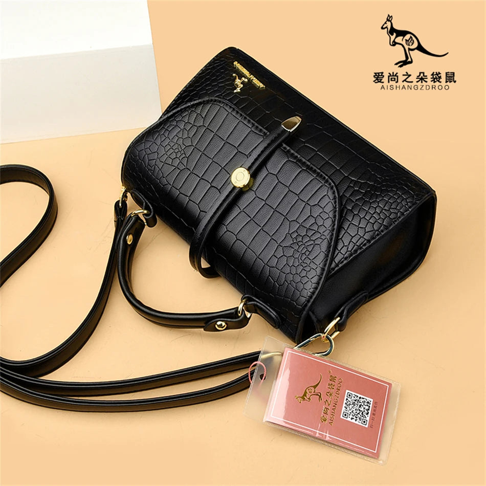 Crocodile Leather Crossbody Handbag