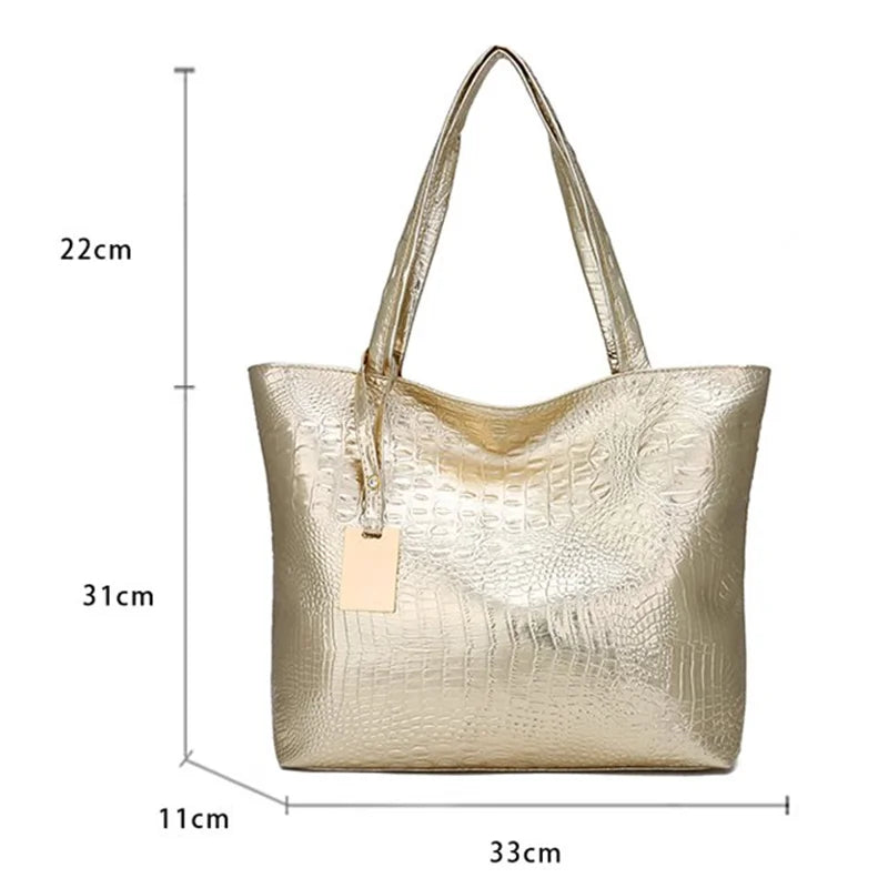 Crocodile Print PU Leather Tote Bag