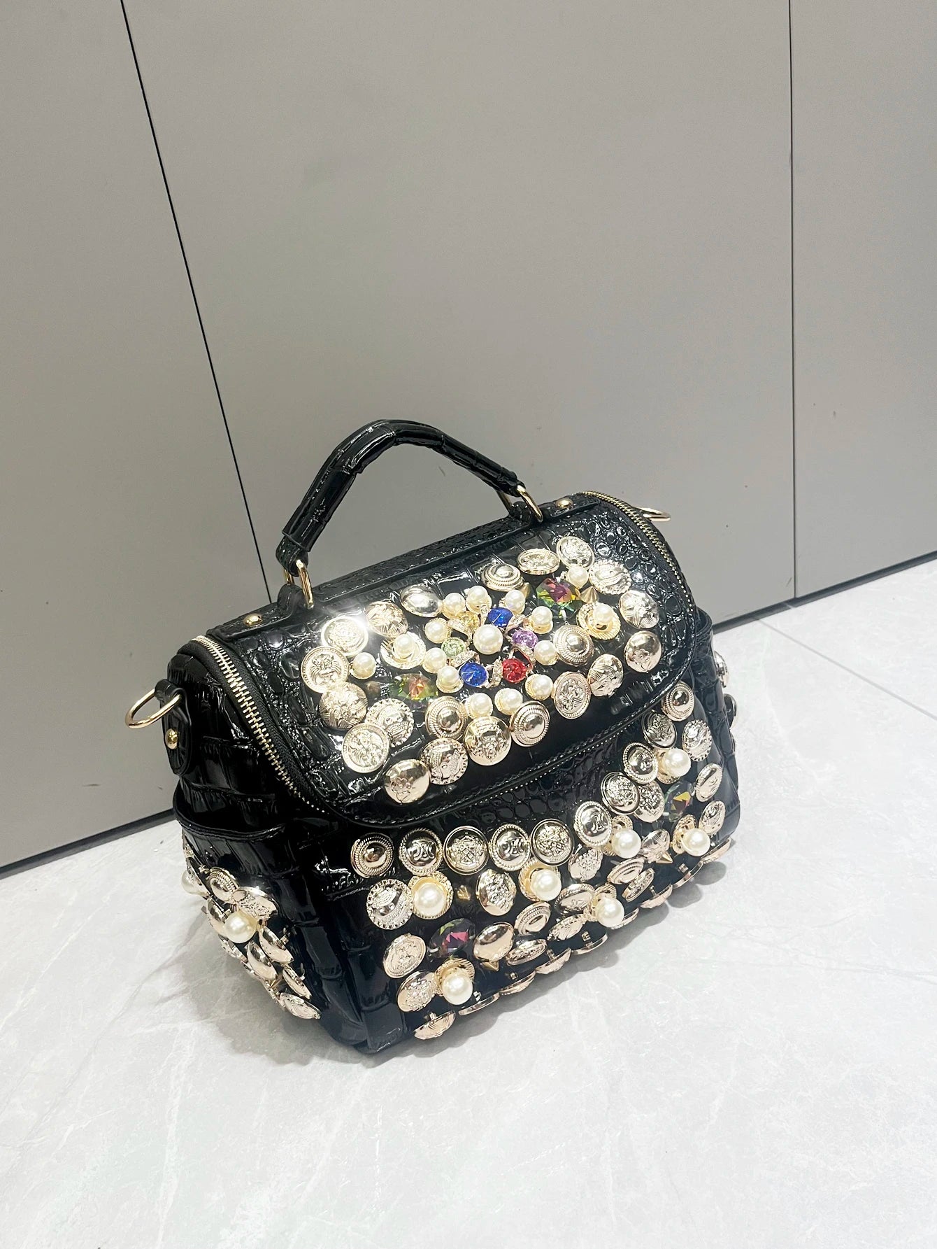 Luxury Black Handmade Bucket Shoulder Bag