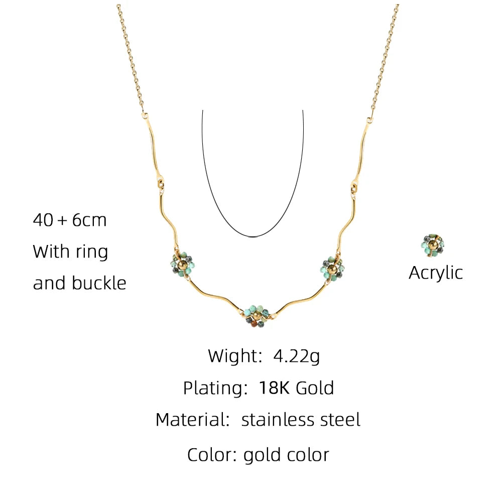 Acrylic & Stone Mixed Chain Necklace