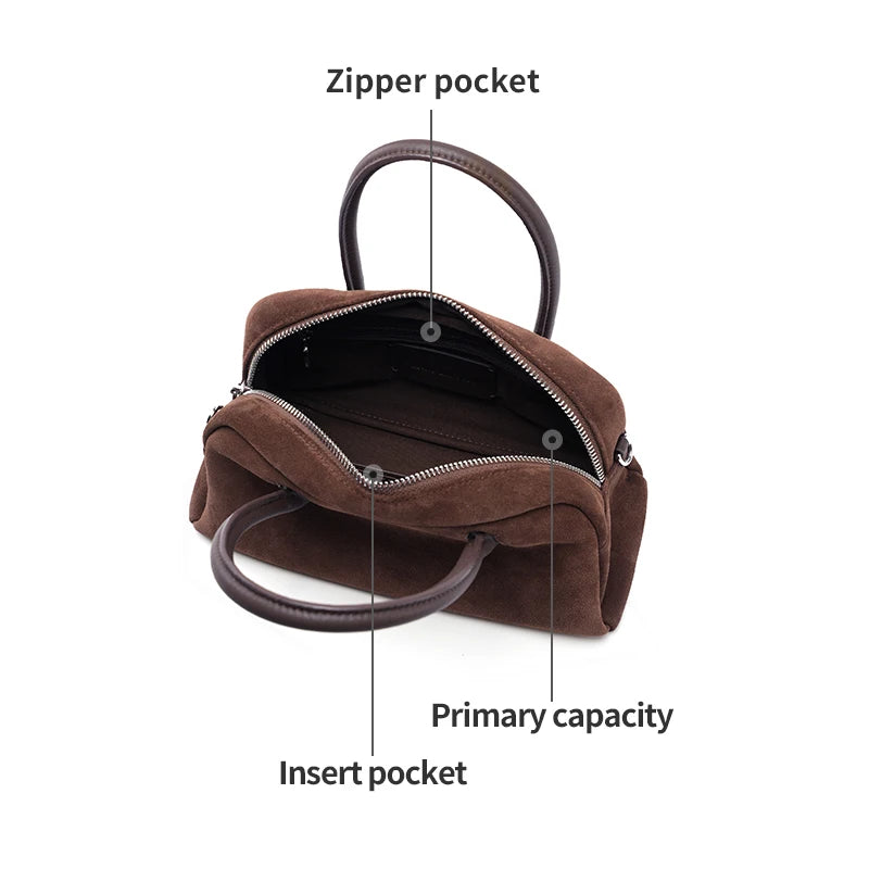 LA FESTIN Suede Boston Bag