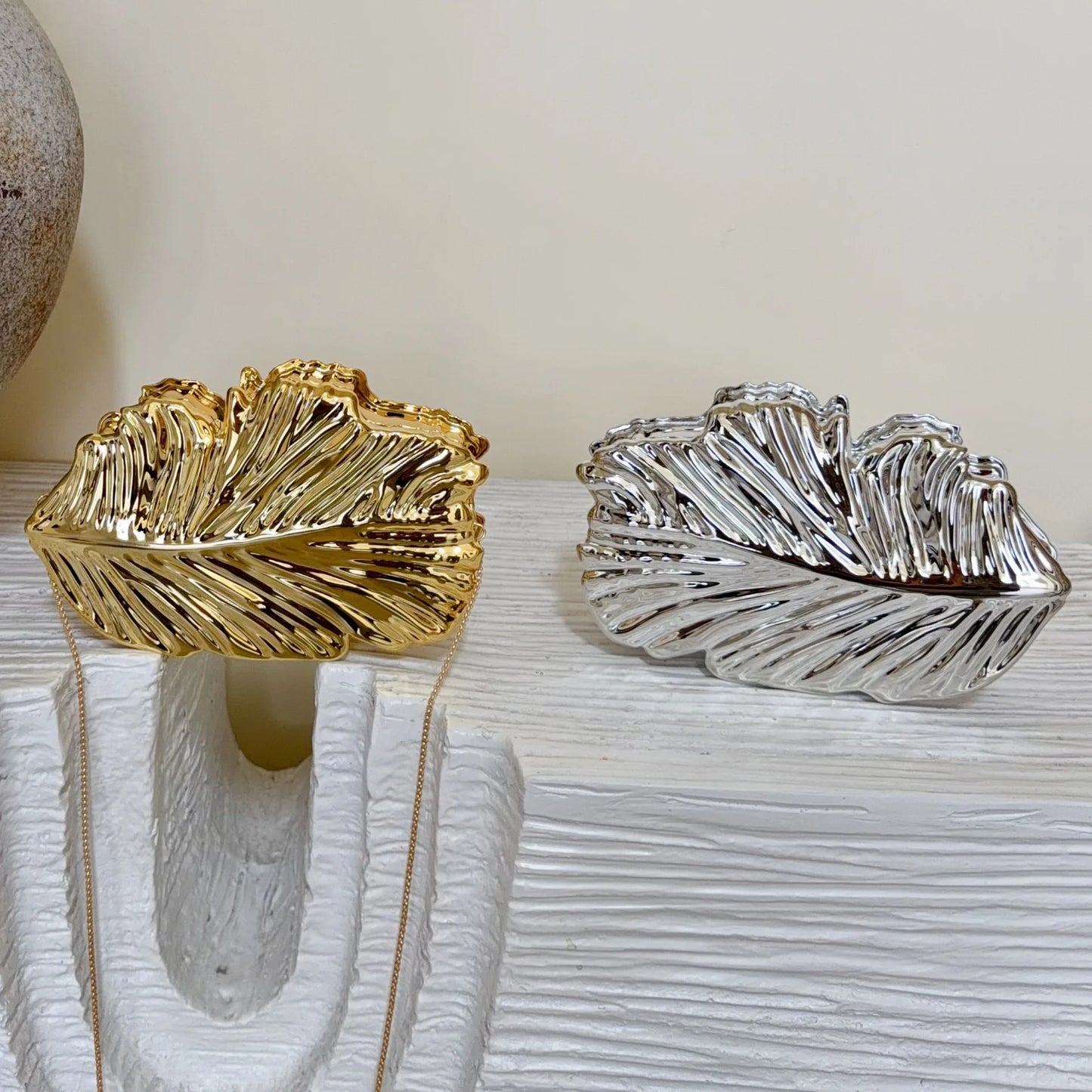 Golden Leaf Acrylic Clutch Bag