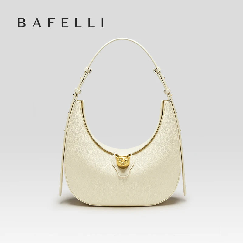 BAFELLI Cat Leather Hobo Shoulder Bag