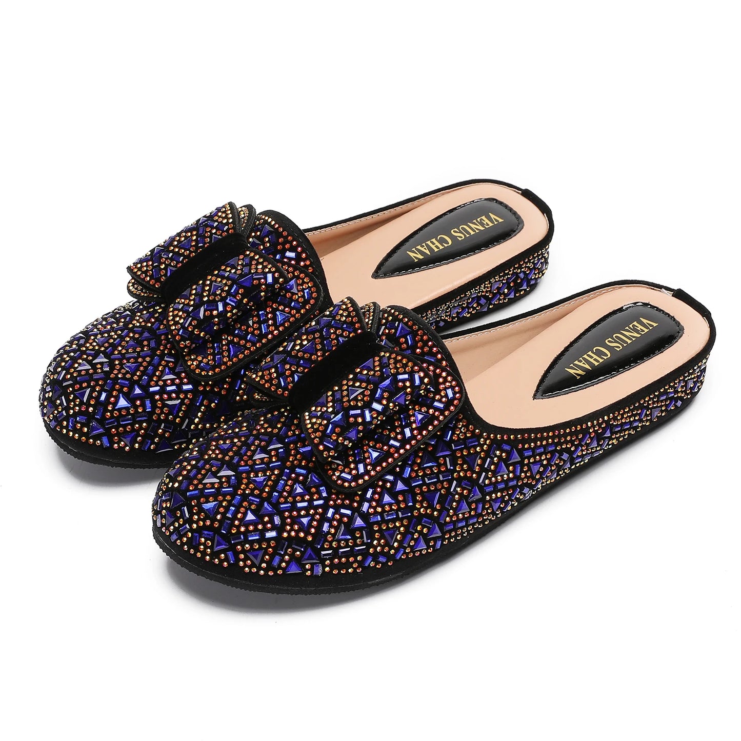 Nigeria Gold Color Half Shoes Comfortable Party Slippers Elegant
