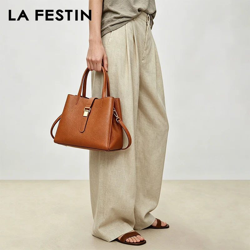LA FESTIN Leather Top Handle Crossbody Bag