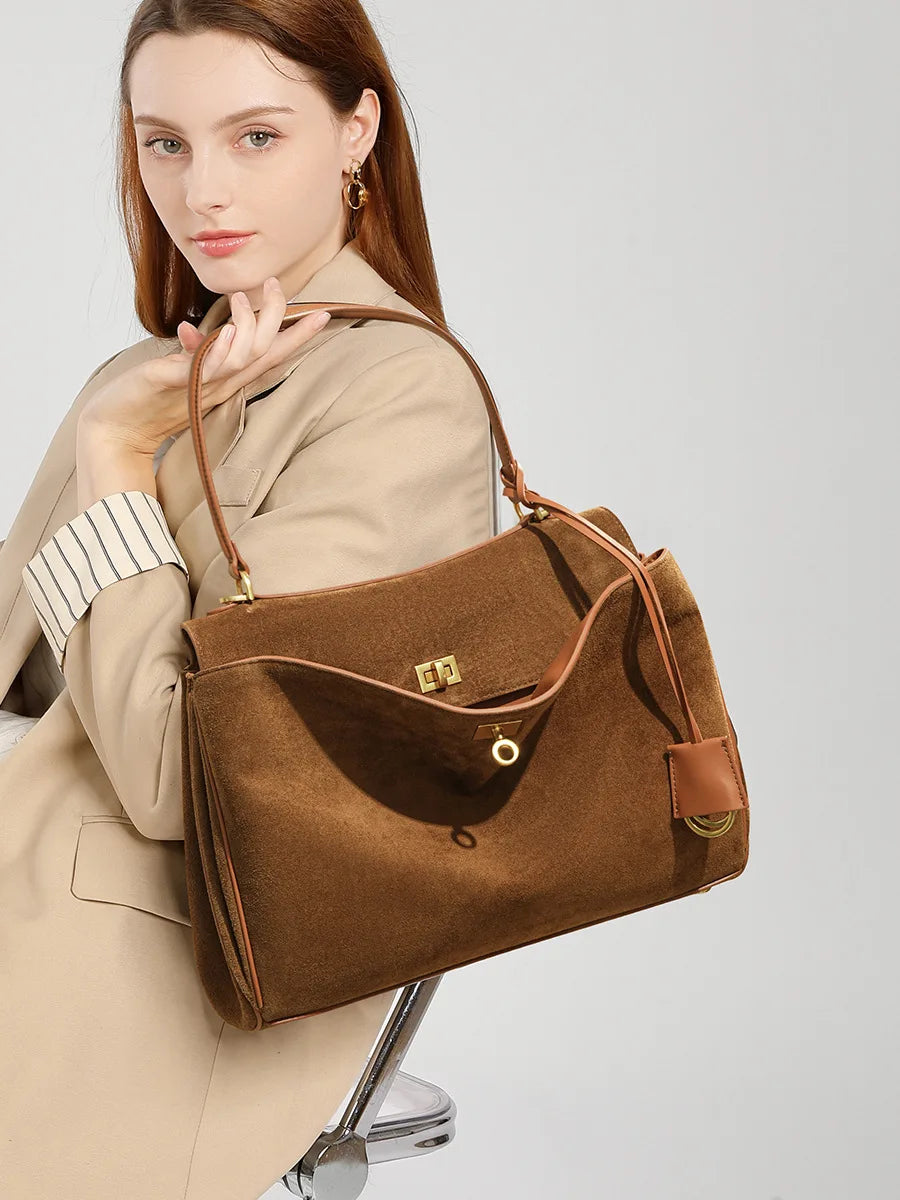 Suede Leather Large Capacity Tote Bag