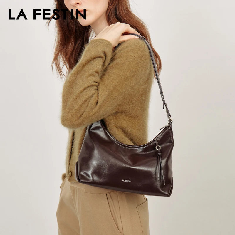LA FESTIN Retro Leather Crossbody Bag