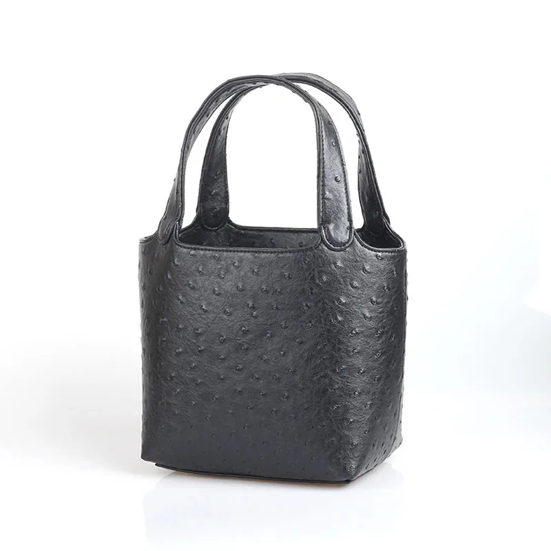 Luxury ostrich-patterned multipurpose tote. 