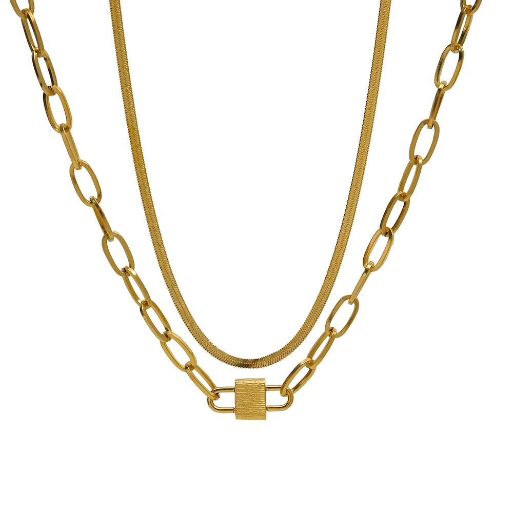 Lock Charm Snake Chain Choker
