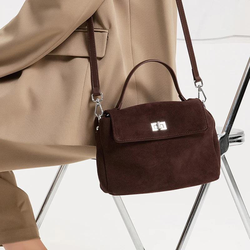 Natural Suede Leather Crossbody Bag