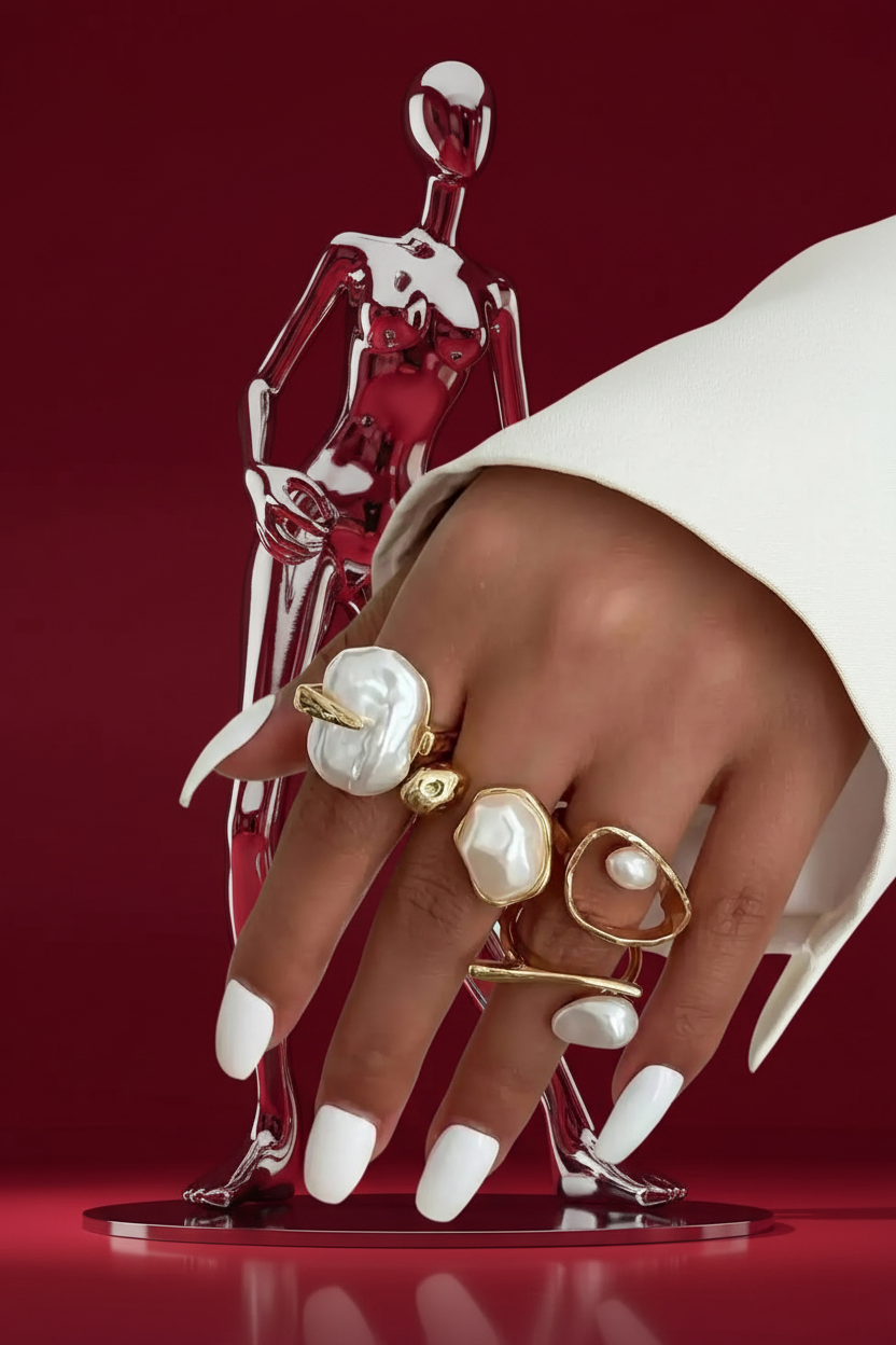 Baroque Pearl Ring Set
