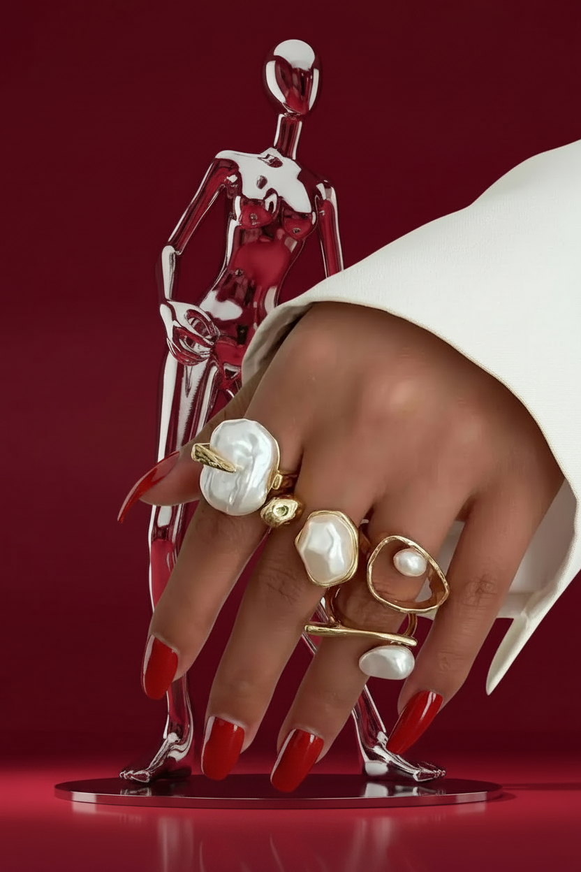 Baroque Pearl Ring Set
