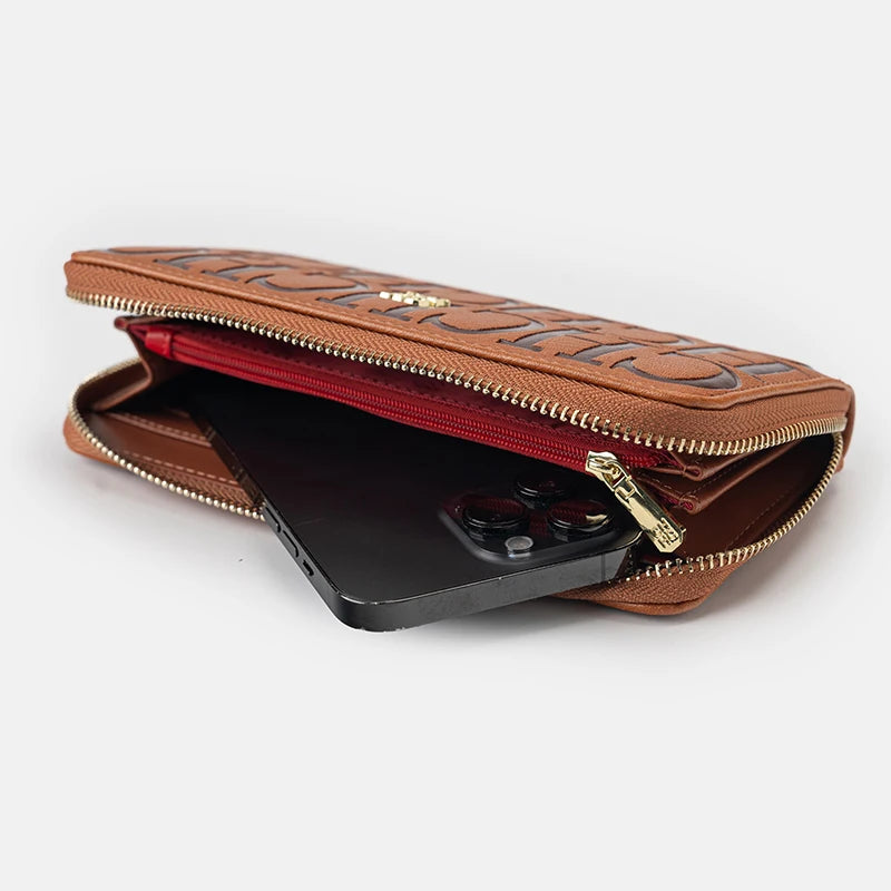 Embossed Zip Around Long Wallet