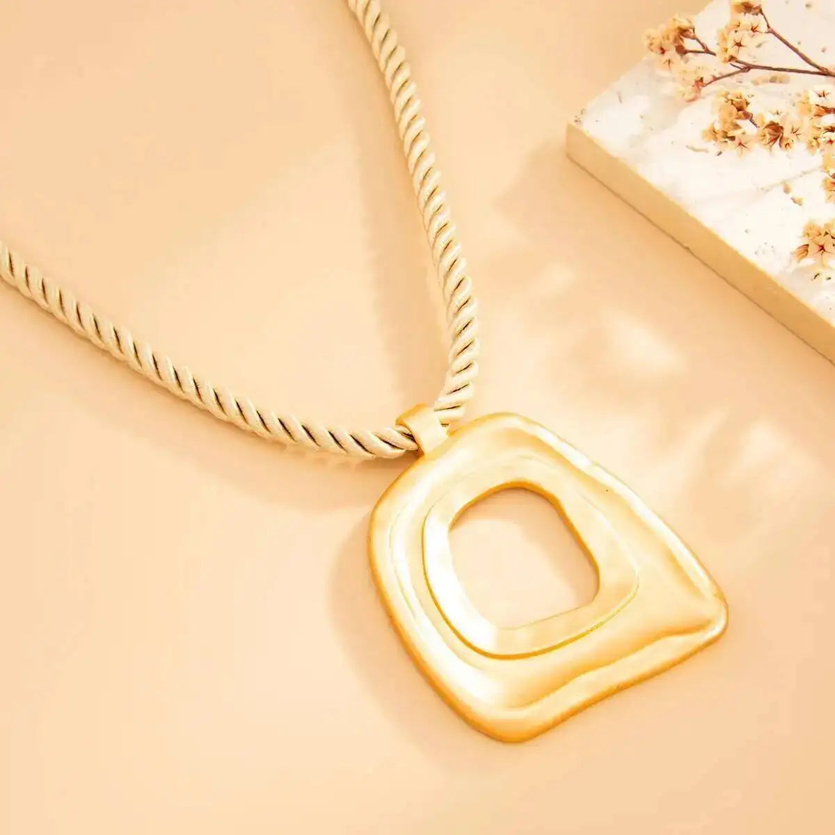 Geometric Square Pendant Necklace