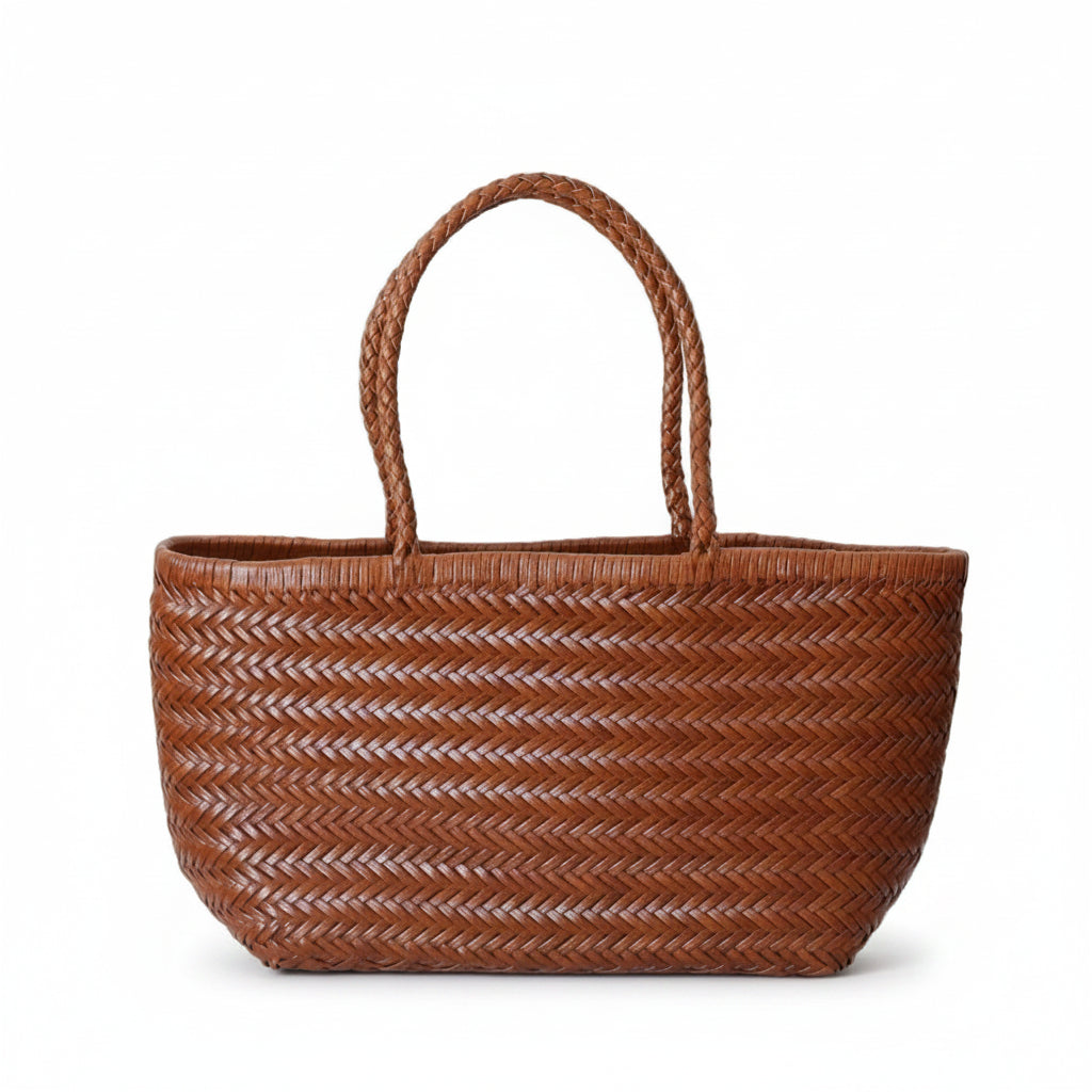 Genuine Leather Woven Tote Bag