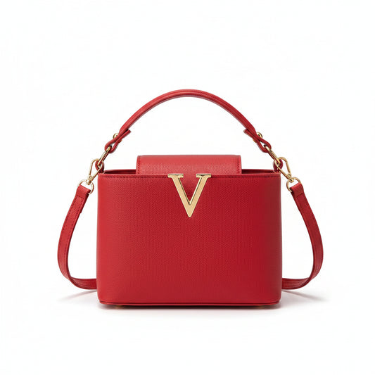 V-Shaped PU Leather Bucket Bag