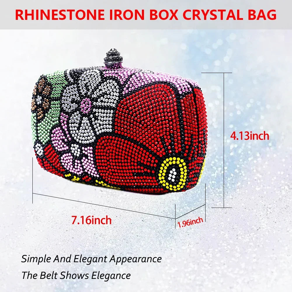 Floral Rhinestone Evening Clutch Bag