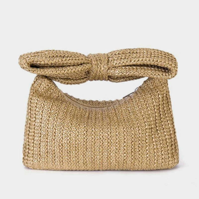 Bowknot Straw Woven Handbag