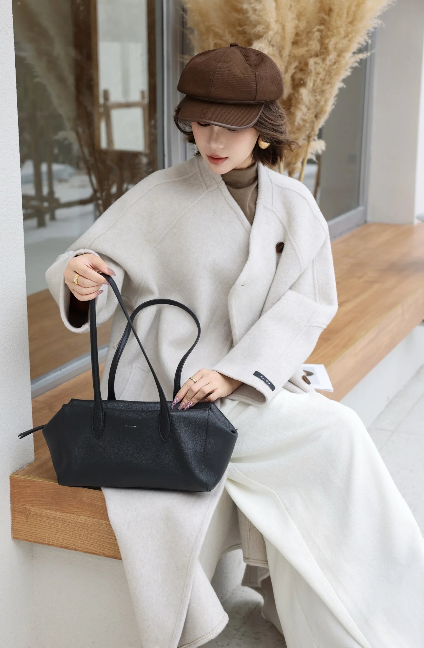 Genuine Leather Bowling Tote Bag