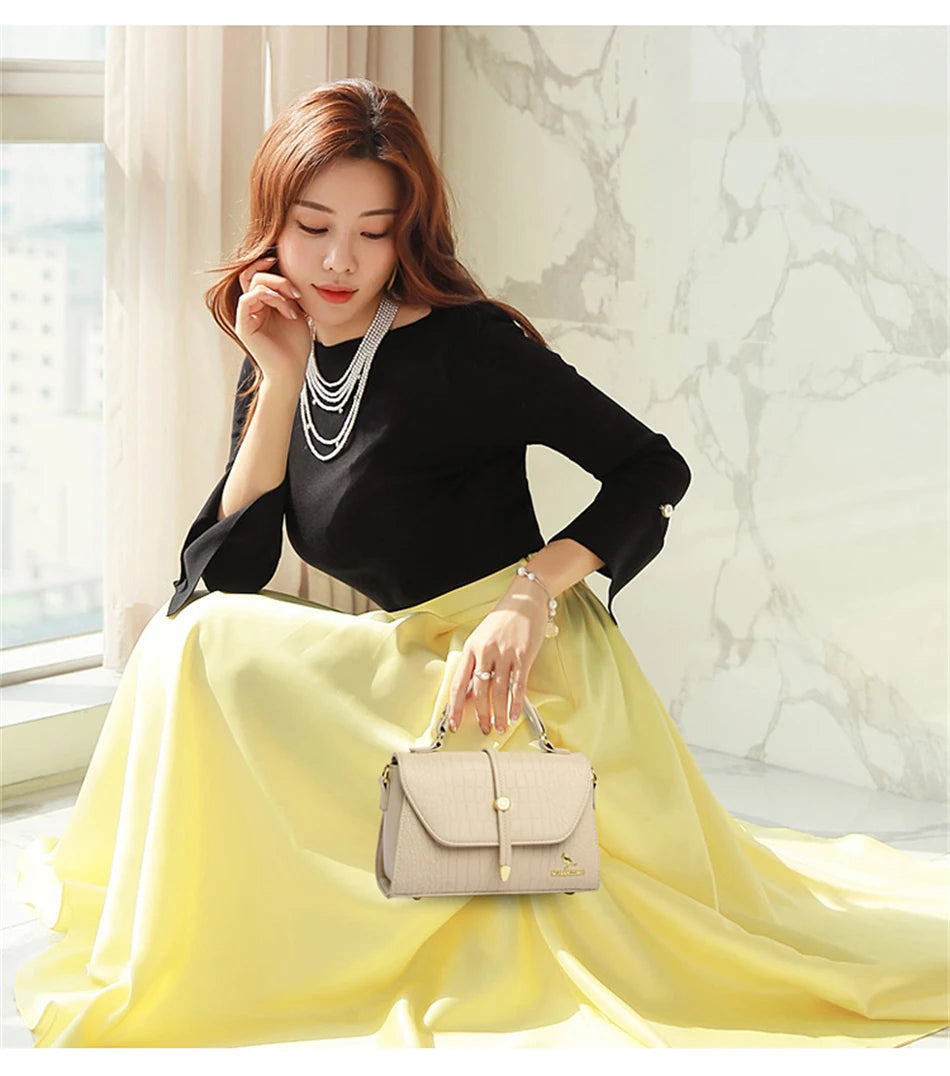 Crocodile Leather Crossbody Handbag