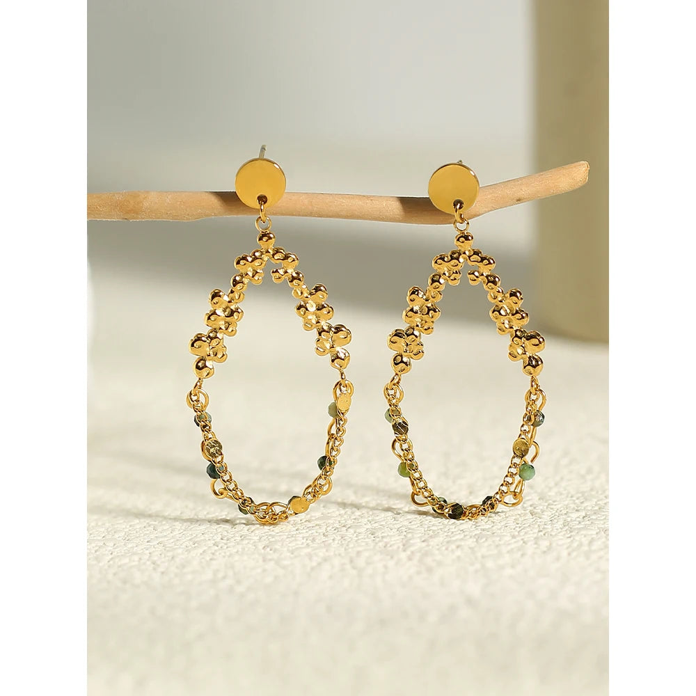 Stone Chain Dangle Earrings