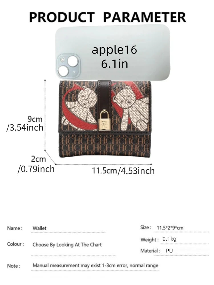 CH Fashion Versatile Letter Print Design Wallet Premium Feeling Wallet High Quality Standard Wallet Ladies Temperament Style Car
