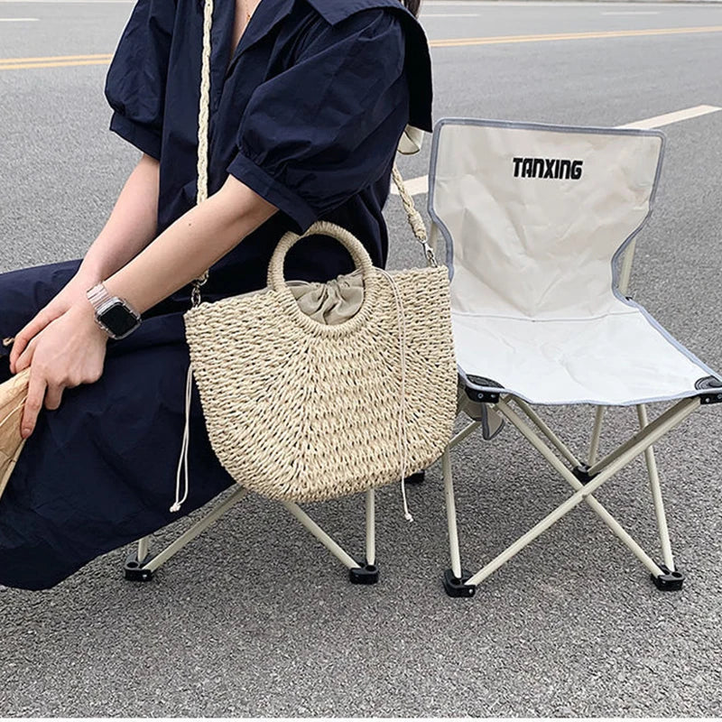 Handwoven Straw Beach Tote Bag
