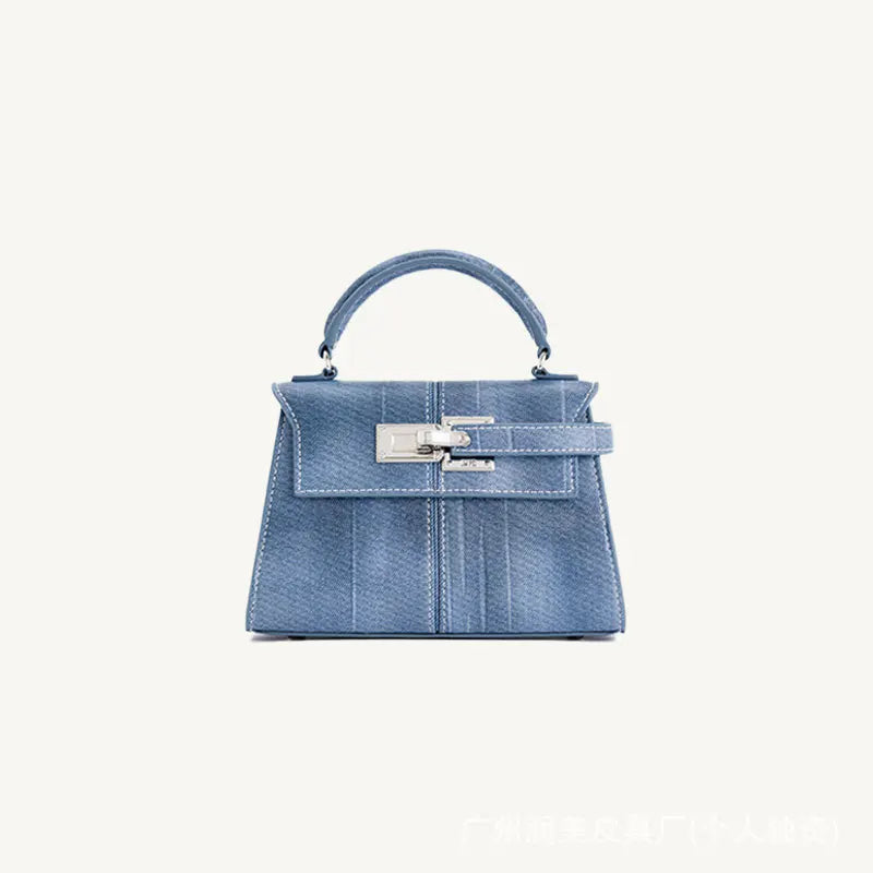 Genuine Leather Trapezoid Crossbody Bag