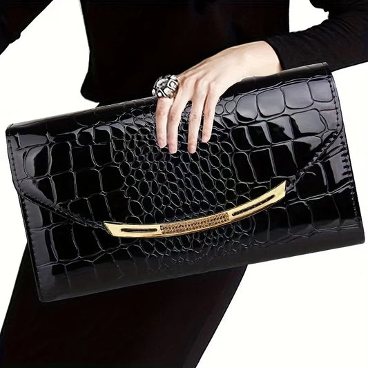 Patent Leather Chain Clutch Bag
