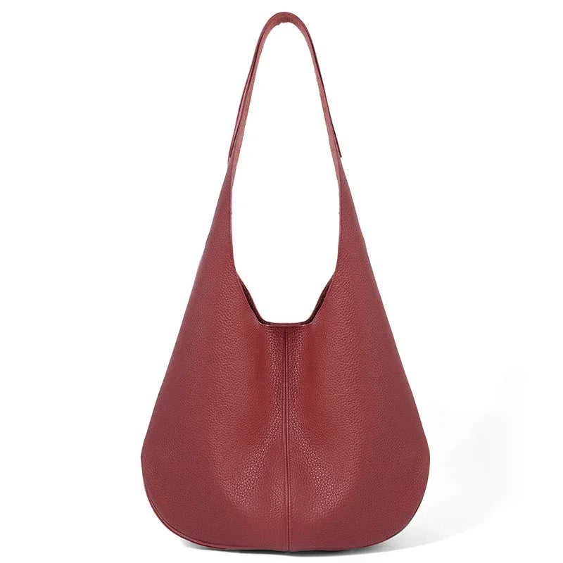Genuine Cowhide Slouchy Hobo Tote Bag